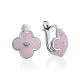 Silver Clover Shaped Earrings With Diamonds And Enamel The Heritage, image 
