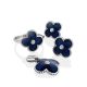 Silver Enamel Four Petal Ring With Diamond The Heritage, Ring Size: 6.5 / 17, image , picture 4