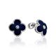 Silver Enamel Stud Earrings With Diamonds The Heritage, image 