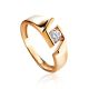 Statement Golden Ring With Solitaire Crystal, Ring Size: 6 / 16.5, image 