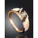 Statement Golden Ring With Solitaire Crystal, Ring Size: 6.5 / 17, image , picture 2
