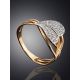 Leaf Motif Gold Crystal Ring, Ring Size: 7 / 17.5, image , picture 2