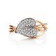 Leaf Motif Gold Crystal Ring, Ring Size: 8.5 / 18.5, image , picture 3