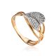 Leaf Motif Gold Crystal Ring, Ring Size: 7 / 17.5, image 