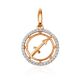Round Golden Sagittarius Sign Pendant, image 