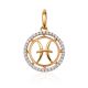 Chic Golden Pisces Sign Pendant With Crystals, image 