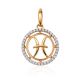 Chic Golden Pisces Sign Pendant With Crystals, image 