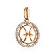 Chic Golden Pisces Sign Pendant With Crystals, image , picture 3