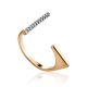 Futuristic Style 14K Gold Open T-Ring, Ring Size: 6 / 16.5, image 