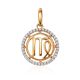 Bright Golden Virgo Sign Pendant With Crystals, image 