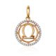 Golden Libra Sign Pendant With Crystals, image 