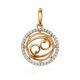 Golden Cancer Sign Pendant With Crystals, image 