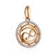 Golden Cancer Sign Pendant With Crystals, image , picture 3