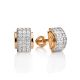 Stylish Gold Crystal Stud Earrings, image 