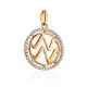 Round Golden Aquarius Sign Pendant, image , picture 3
