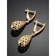 Golden Earrings With Laced Drop Shaped Dangles, image , picture 2