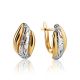 Glamorous Two Toned Golden Earrings With Crystals, image 