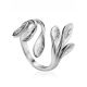 Floral Design Silver Ring The Liquid, Ring Size: Adjustable, image 