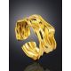 Textured Gold Plated Silver Adjustable Ring The Liquid, Ring Size: Adjustable, image , picture 2