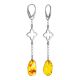 Chic Silver Amber With Inclusions Chain Earrings The Clio, image 