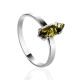 Minimalist Design Silver Amber Ring, Ring Size: 5.5 / 16, image 