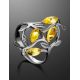 Изящное ажурное кольцо из серебра и лимонного янтаря «Тропиканка»  18.5, Ring Size: 13 / 22, image , picture 2
