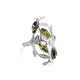 Эффектное кольцо «Тропиканка» из серебра и зелёного янтаря 18.5, Ring Size: 13 / 22, image , picture 4