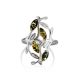 Эффектное кольцо «Тропиканка» из серебра и зелёного янтаря 18.5, Ring Size: 13 / 22, image , picture 5