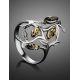 Эффектное кольцо «Тропиканка» из серебра и зелёного янтаря 18.5, Ring Size: 13 / 22, image , picture 2