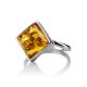 Silver Adjustable Ring With Lemon Amber The Ovation, Ring Size: Adjustable, image , picture 4
