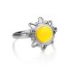 Silver Ring With Honey Amber Centerpiece The Helios, Ring Size: 6 / 16.5, image , picture 4