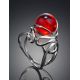 Baltic Round Cut Amber Ring In Sterling Silver The Flamenco, Ring Size: Adjustable, image , picture 2