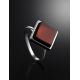 Geometric Silver Ring With Cherry Amber The Ovation, Ring Size: Adjustable, image , picture 2