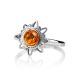 Cognac Amber Silver Ring The Helios, Ring Size: 5.5 / 16, image , picture 3
