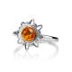 Cognac Amber Silver Ring The Helios, Ring Size: 11 / 20.5, image , picture 3