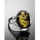 Bold Sterling Silver Ring With Green Amber The Lyon, Ring Size: 8 / 18, image , picture 2