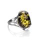 Bold Sterling Silver Ring With Green Amber The Lyon, Ring Size: 13 / 22, image , picture 3