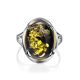 Bold Sterling Silver Ring With Green Amber The Lyon, Ring Size: 13 / 22, image , picture 4