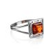 Тонкое стильное кольцо «Итака» с натуральным коньячным янтарём 17, Ring Size: 13 / 22, image , picture 4