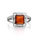 Тонкое стильное кольцо «Итака» с натуральным коньячным янтарём 17, Ring Size: 13 / 22, image , picture 5
