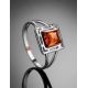 Тонкое стильное кольцо «Итака» с натуральным коньячным янтарём 17, Ring Size: 13 / 22, image , picture 2