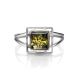 Изящное лёгкое кольцо из серебра и зелёного янтаря «Итака» 16, Ring Size: 9.5 / 19.5, image , picture 5