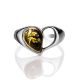 Яркое кольцо «Эвридика» из серебра и янтаря зелёного цвета 16, Ring Size: 10 / 20, image , picture 4
