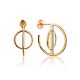 Trendy Geometric Golden Earrings With Crystals, image 