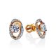 Bright Gold Crystal Stud Earrings, image 