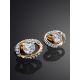 Bright Gold Crystal Stud Earrings, image , picture 2