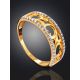 Laced Golden Band Ring With Crystals, Ring Size: 8.5 / 18.5, image , picture 2