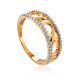 Laced Golden Band Ring With Crystals, Ring Size: 8 / 18, image 