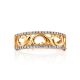 Laced Golden Band Ring With Crystals, Ring Size: 8.5 / 18.5, image , picture 4