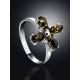 Stylish Cross Motif Silver Amber Ring The Supreme, Ring Size: 5.5 / 16, image , picture 2